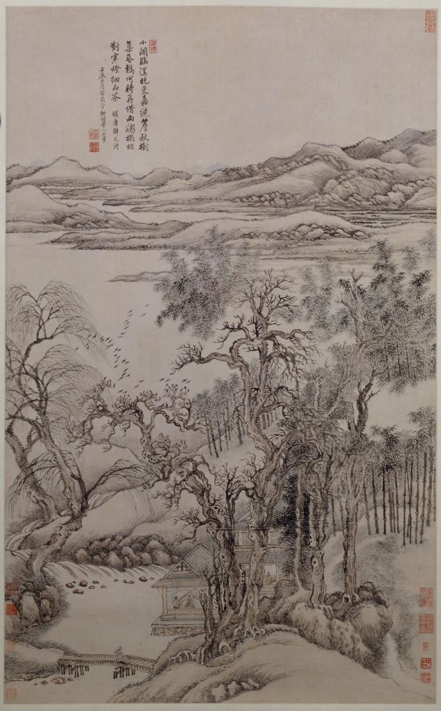 图片[1]-Wang Hui Autumn Tree Crow Chart Axis-China Archive